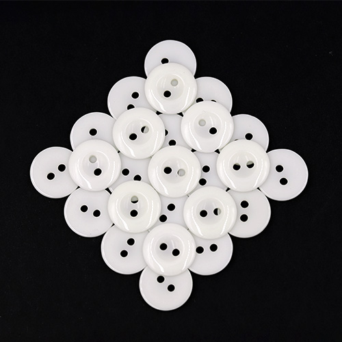 19351 Sullivans 15mm Round Plastic Buttons With Two Holes & Depressed Centre - White - 100 In A Tube