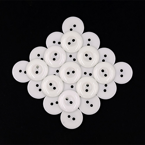 19352 Sullivans 18mm Round Plastic Buttons With Two Holes & Depressed Centre - White - 80 In A Tube