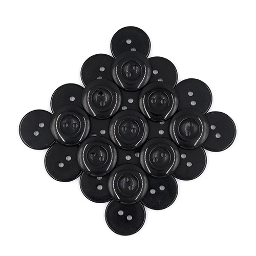 19356 Sullivans 18mm Round Plastic Buttons With Two Holes & Depressed Centre - Black - 80 In A Tube