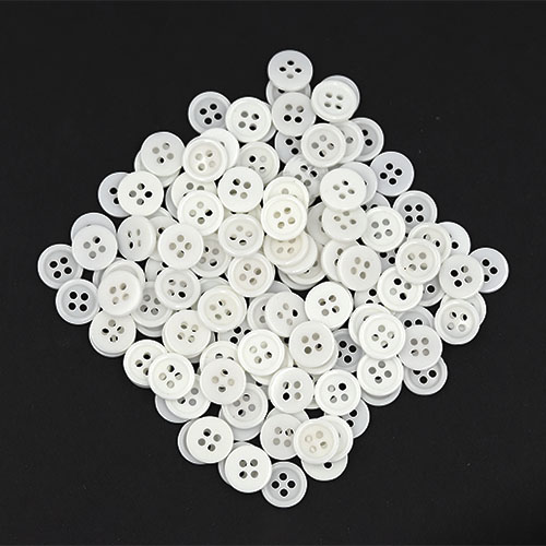 19375 Sullivans 11mm Round Plastic Buttons With Four Holes & Raised Rim - White - 130 In A Tube