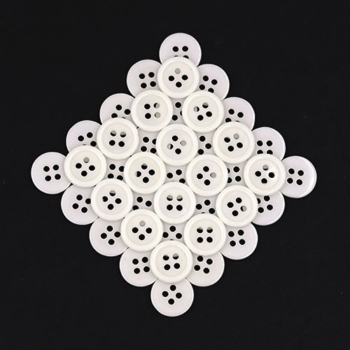 19376 Sullivans 13mm Round Plastic Buttons With Four Holes & Raised Rim - White - 110 In A Tube