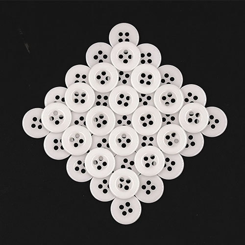 19392 Sullivans 13mm Round Plastic Buttons With Four Holes & Depressed Centre - White - 110 In A Tube