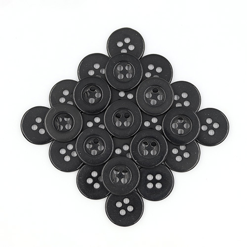 19401 Sullivans 15mm Round Plastic Buttons With Four Holes & Depressed Centre - Black - 95 In A Tube