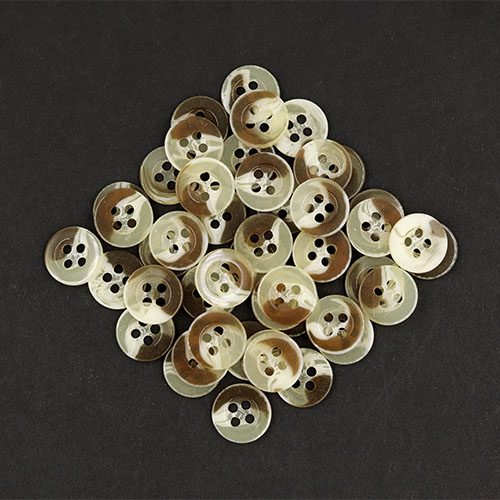 19411 Sullivans 11mm Round Two Tone Plastic Buttons With Four Holes - Cream/brown - 180 In A Tube