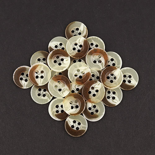 19412 Sullivans 13mm Round Two Tone Plastic Buttons With Four Holes - Cream/brown - 150 In A Tube