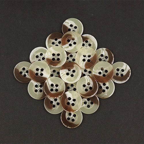 19413 Sullivans 14mm Round Two Tone Plastic Buttons With Four Holes - Cream/brown - 130 In A Tube