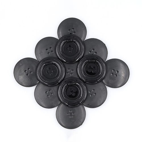 19423 Sullivans 30mm Round Plastic Buttons With Four Holes & Depressed Centre - Black - 35 In A Tube