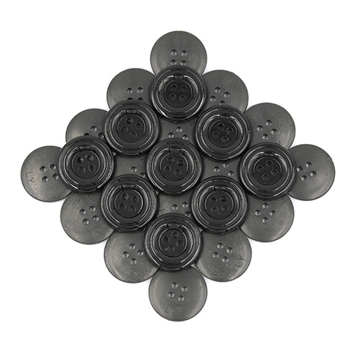 19426 Sullivans 18mm Round Plastic Buttons With Four Holes & Depressed Centre - Black - 65 In A Tube