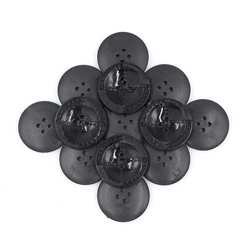 19438 Sullivans 30mm Round Plastic Buttons 4 Hole Quartered With Two Patterns - Black - 35 In A Tube