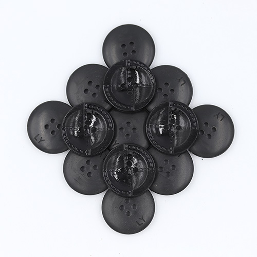 19440 Sullivans 21mm Round Plastic Buttons 4 Hole Quartered With Two Patterns - Black - 55 In A Tube
