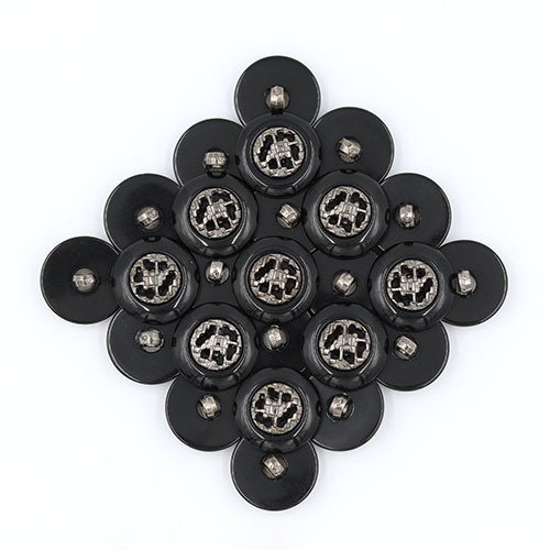 19446 Sullivans 18mm Round Plastic Shank Buttons With Metallic Pattern - Black - 50 In A Tube