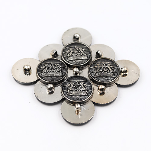 19457 Sullivans 30mm Round Plastic Shank Buttons With Crest And Studded Background - Black - 20 In A Tube