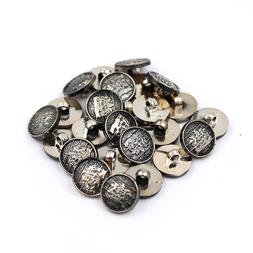 19461 Sullivans 15mm Round Plastic Shank Buttons With Crest And Studded Background - Black - 40 In A Tube