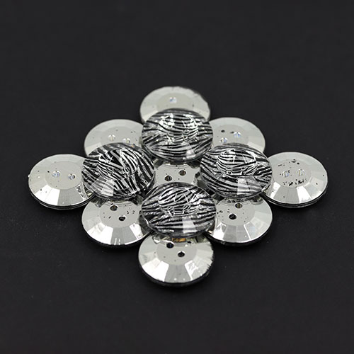 19466 Sullivans 21mm Round Plastic Buttons With Zebra Stripe - Silver - 50 In A Tube