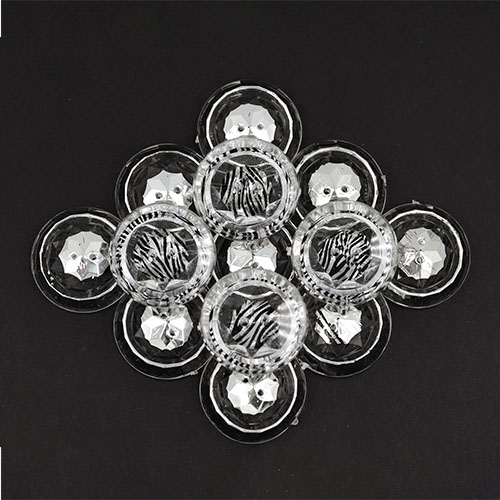 19468 Sullivans 30mm Round Plastic Buttons With Two Holes - Zebra Stripe - Silver - 15 In A Tube