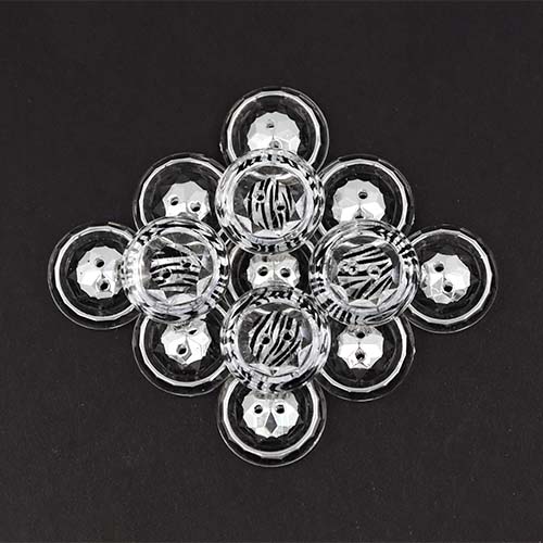 19470 Sullivans 20mm Round Plastic Buttons With Two Holes - Zebra Stripe - Silver - 35 In A Tube