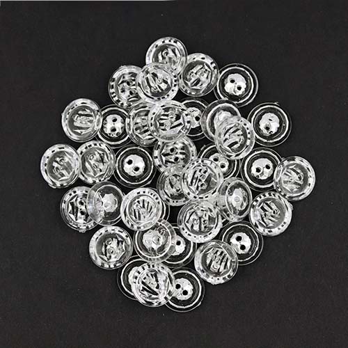19472 Sullivans 10mm Round Plastic Buttons With Two Holes - Zebra Stripe - Silver - 55 In A Tube