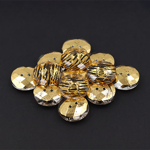 19474 Sullivans 25mm Round Plastic Buttons With Two Holes - Zebra Stripe - Gold - 25 In A Tube
