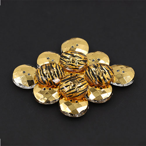 19475 Sullivans 20mm Round Plastic Buttons With Two Holes - Zebra Stripe - Gold - 35 In A Tube