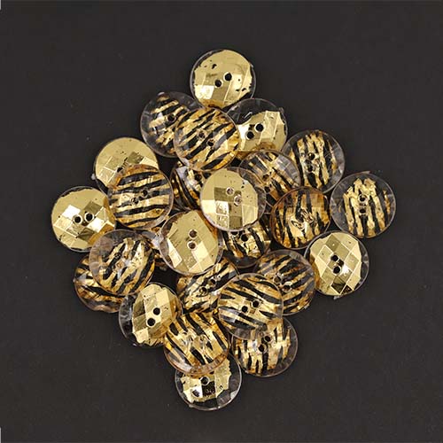 19476 Sullivans 15mm Round Plastic Buttons With Two Holes - Zebra Stripe - Gold - 45 In A Tube
