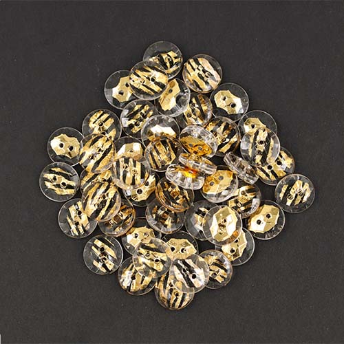 19477 Sullivans 10mm Round Plastic Buttons With Two Holes - Zebra Stripe - Gold - 55 In A Tube