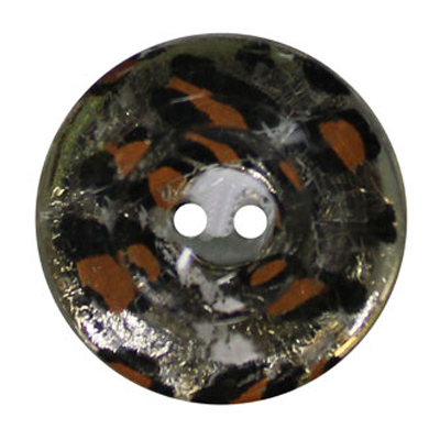 19489 Sullivans 10mm Round Plastic Buttons With Black/orange Animal Print With Gold Flecks - 90 In A Tube
