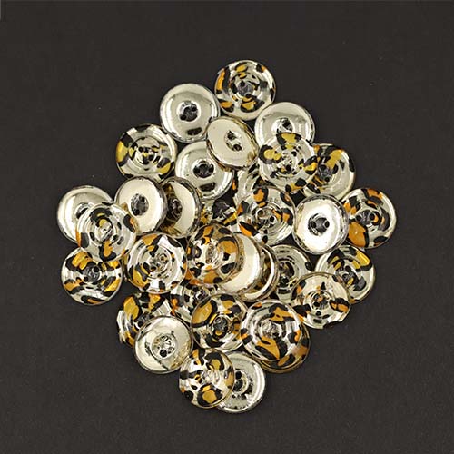 19491 Sullivans 17mm Round Plastic Buttons With Black/orange Animal Print With Gold Flecks - 70 In A Tube