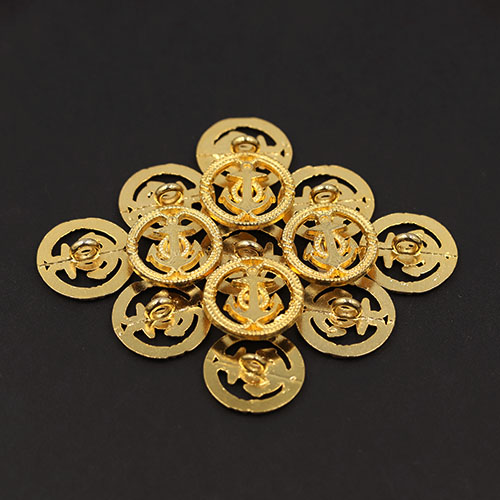 19576 Sullivans 20mm Round Metal Shank Button With Ship Anchor - Gold - 13 In A Tube