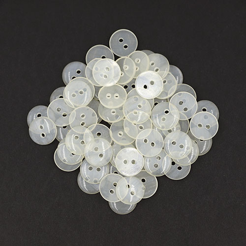 19622 Sullivans 11mm Round Plastic Button With Two Holes - Frosted White - 150 In A Tube