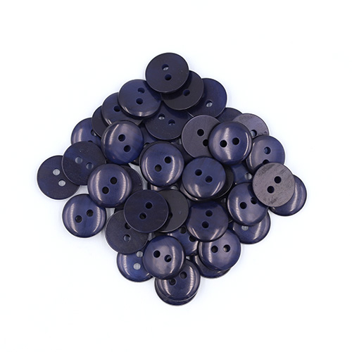 19624 Sullivans 11mm Round Plastic Button With Two Holes - Frosted Navy - 150 In A Tube