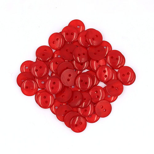19633 Sullivans 11mm Round Plastic Button With Two Holes - Frosted Red - Bag Of 100