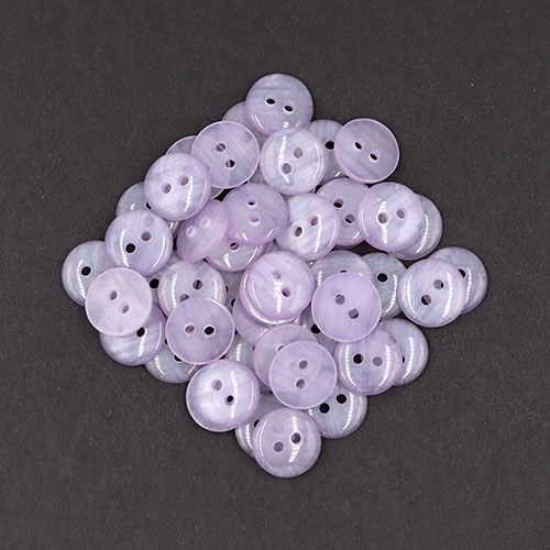 19636 Sullivans 11mm Round Plastic Button With Two Holes - Frosted Lilac - Bag Of 100