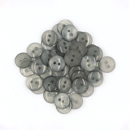 19638 Sullivans 11mm Round Plastic Button With Two Holes - Frosted Grey - Bag Of 100