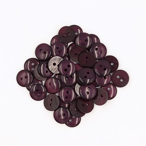 19639 Sullivans 11mm Round Plastic Button With Two Holes - Frosted Burgundy - Bag Of 100