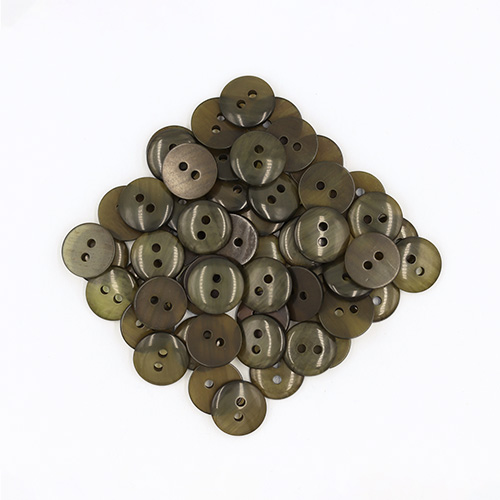 19640 Sullivans 11mm Round Plastic Button With Two Holes - Frosted Olive - Bag Of 100