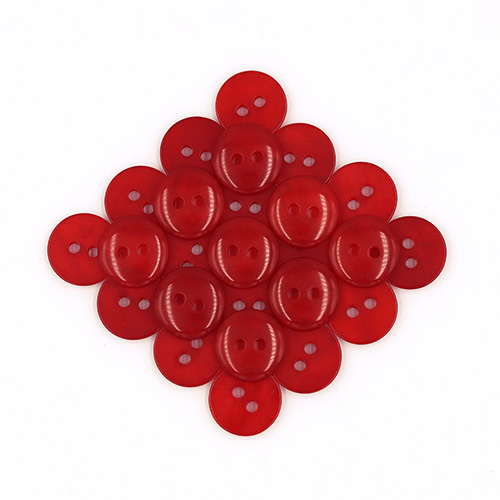 19643 Sullivans 13mm Round Plastic Button With Two Holes - Frosted Red - 120 In A Tube