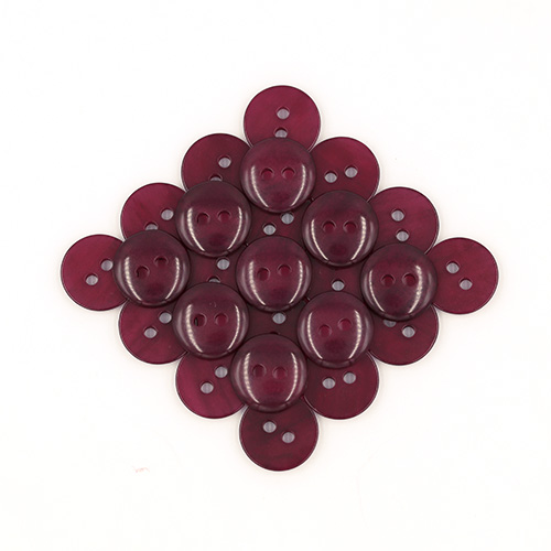 19649 Sullivans 13mm Round Plastic Button With Two Holes - Frosted Burgundy - 120 In A Tube