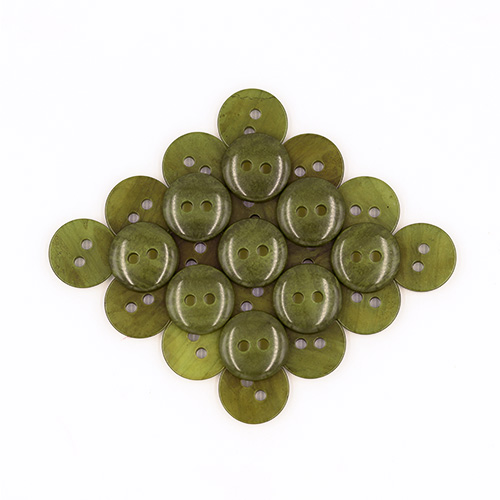 19650 Sullivans 13mm Round Plastic Button With Two Holes - Frosted Olive - 120 In A Tube