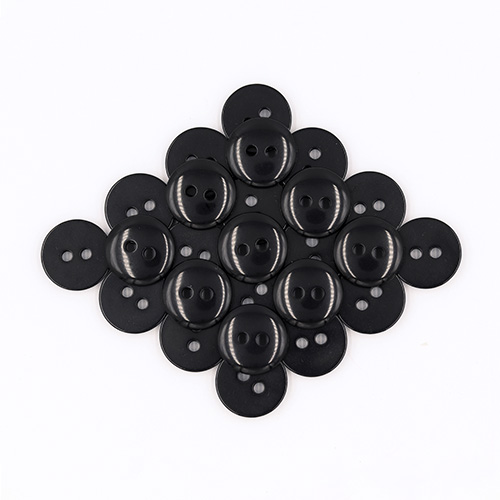 19651 Sullivans 13mm Round Plastic Button With Two Holes - Frosted Black - 120 In A Tube