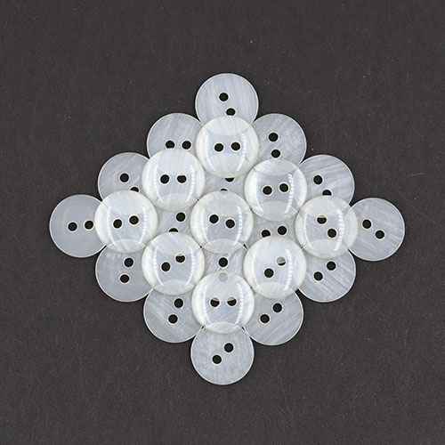 19652 Sullivans 13mm Round Plastic Button With Two Holes - Frosted White - Bag Of 100