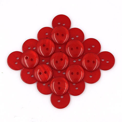 19663 Sullivans 15mm Round Plastic Button With Two Holes - Frosted Red - 86 In A Tube