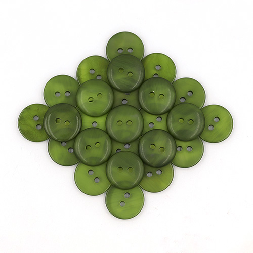 19670 Sullivans 15mm Round Plastic Button With Two Holes - Frosted Olive - 86 In A Tube