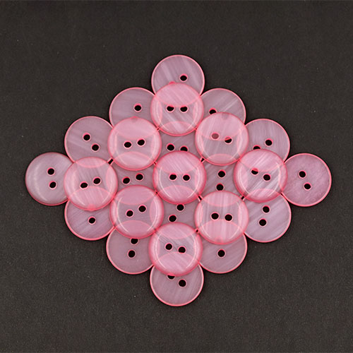 19677 Sullivans 15mm Round Plastic Button With Two Holes - Frosted Pink - Bag Of 100
