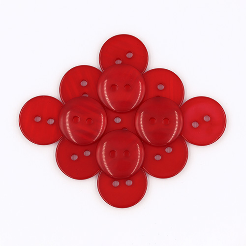 19683 Sullivans 18mm Round Plastic Button With Two Holes - Frosted Red - 67 In A Tube