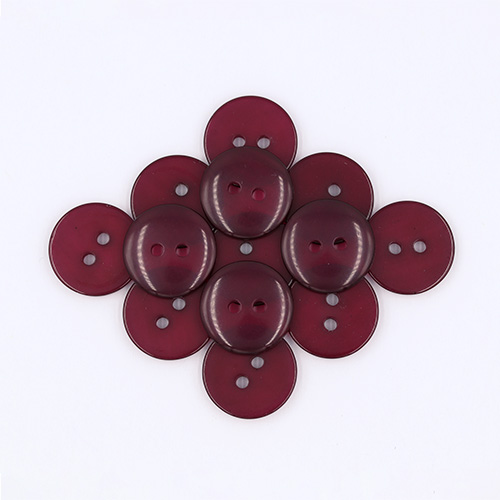 19699 Sullivans 18mm Round Plastic Button With Two Holes - Frosted Burgundy - Bag Of 100