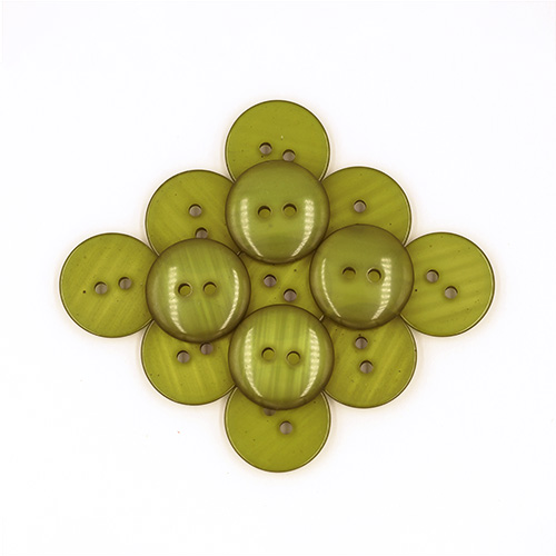 19710 Sullivans 20mm Round Plastic Button With Two Holes - Frosted Olive - 50 In A Tube