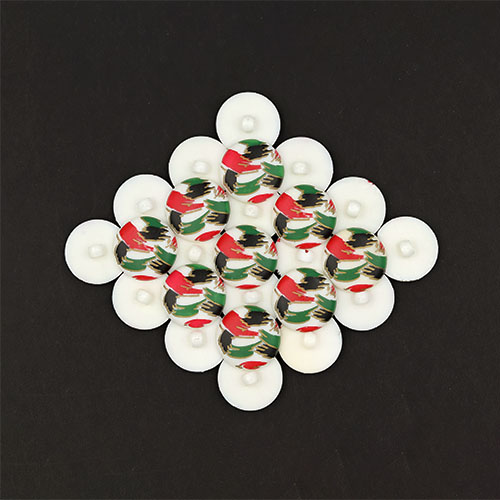 19757 Sullivans 18mm Round Plastic Shank Buttons With Red/black/green Paint Strokes - White - 22 In A Tube