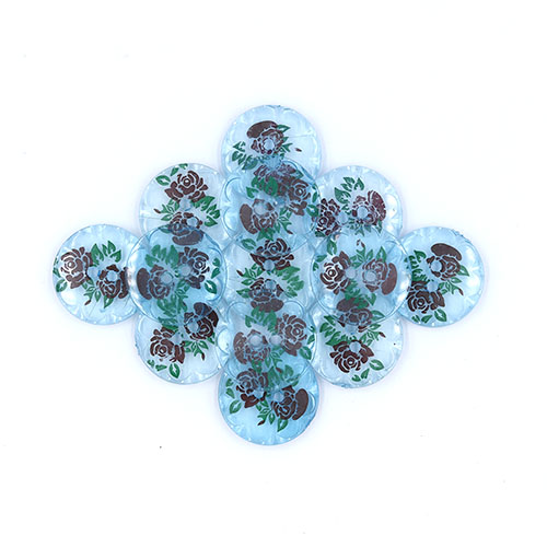 19789 Sullivans 20mm Round Plastic Buttons With Two Holes - Red Flower - Clear Blue - 20 In A Tube