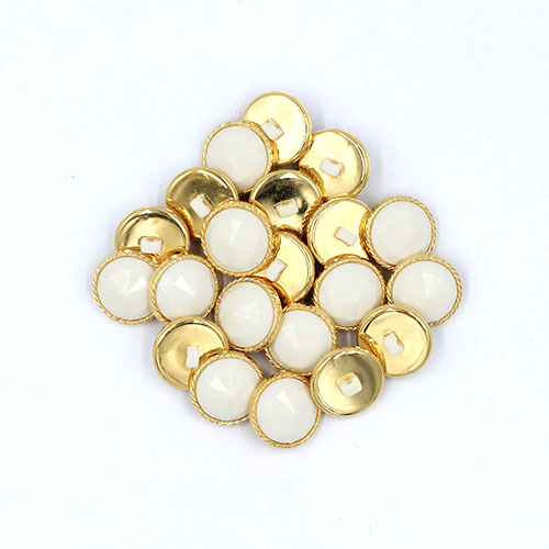 19817 Sullivans 18mm Round Plastic Shank Buttons With Gold Border - White - 22 In A Tube 