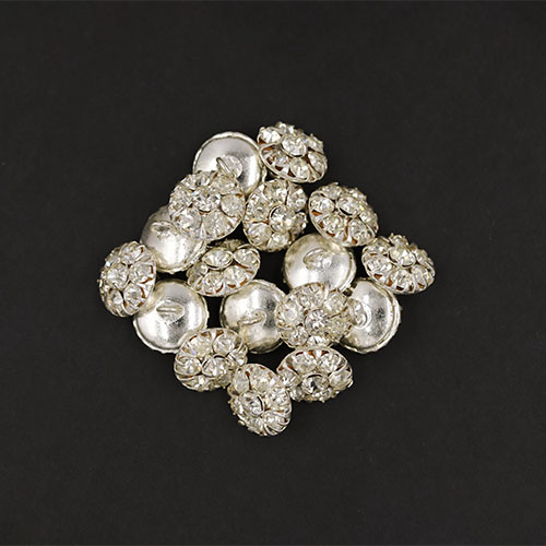 19852 Sullivans 11mm Round Diamonte Shank Button - Silver - 10 In A Tube